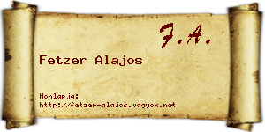 Fetzer Alajos névjegykártya